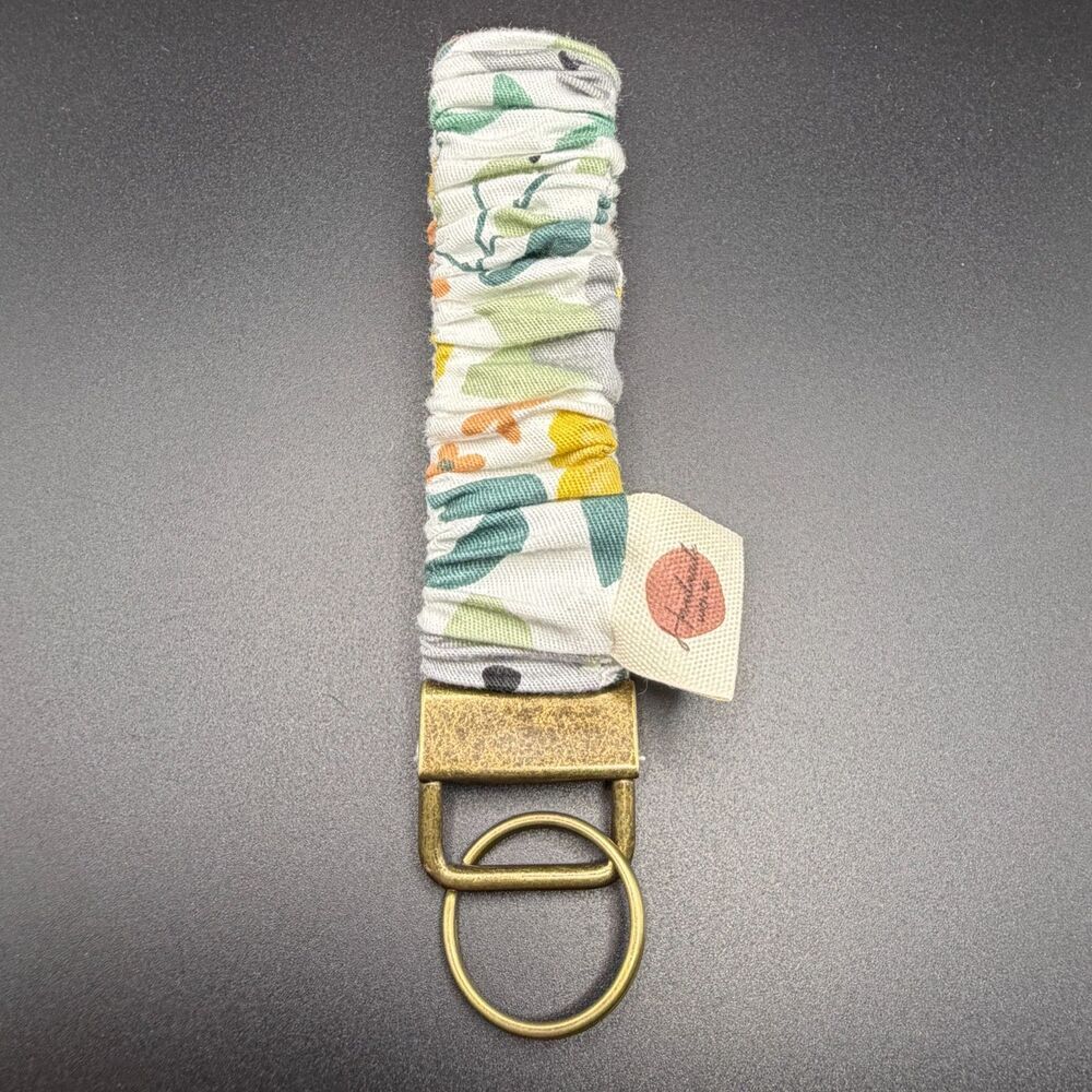 Handmade Floral Fabric Scrunchie Wristlet Keychain | Cute Stretchy Key Fob Strap